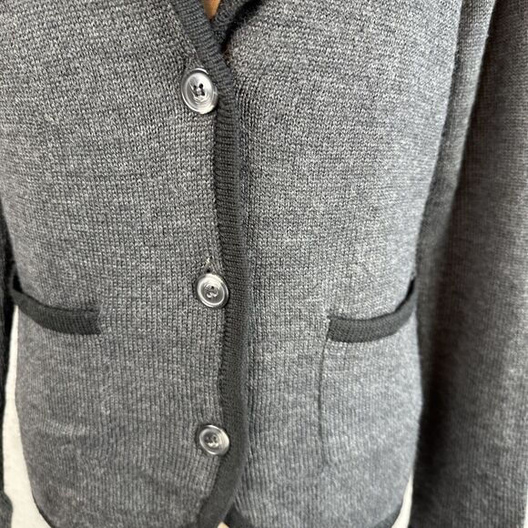 August Silk Womens Sweater Blazer Cardigan Size M Gray Wool Blend Pockets - Picture 3 of 9